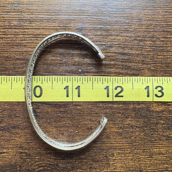 VTG Sterling Silver 925 Rope Textured Open Cuff Bangle Bracelet Size 7.5" Fit - Picture 8 of 10